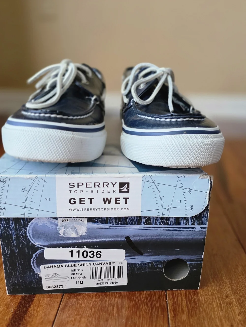 Sperry Top-Sider Bahama Blue Shiny Canvas Boat Shoes Mens 11M Sneaker Yacht Club